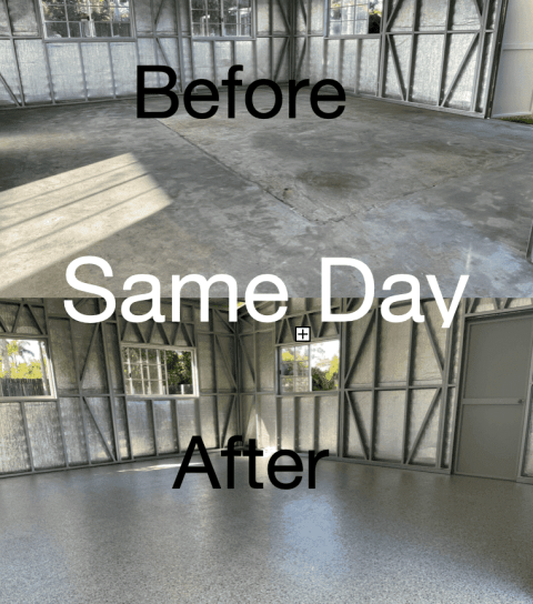 Blending Old & New Slabs with Full Flake Seamless Epoxy Flooring